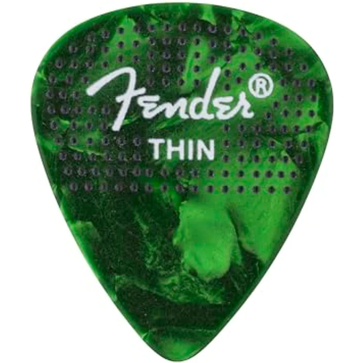 Fender 351 gepunktete Zelluloid-Plektren, dünn, 12 Stück in verschiedenen Farben mit rutschfestem Griffdesign – Bild 4