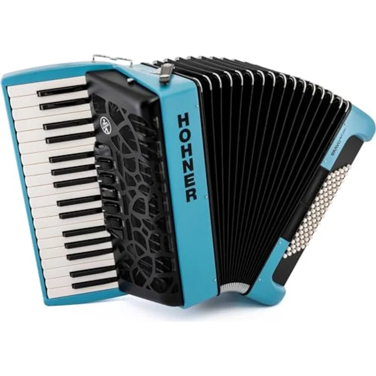 Hohner Bravo III 72 myColor Sky, Piano-Akkordeon mit 72 Bässen, 34 Tasten, Steel Lightblue – Bild 1