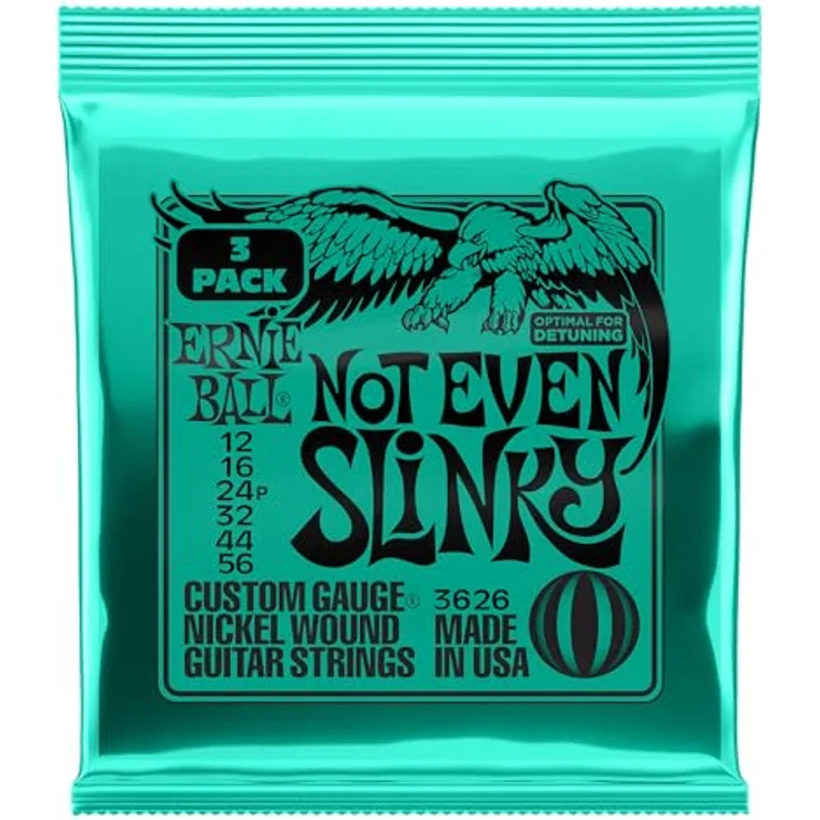 Ernie Ball Not Even Slinky Nickel Wound E-Gitarrensaiten, 3er-Pack, Stärke 12-56, heller und ausgewogener Ton, hergestellt in Kalifornien, USA – Bild 1