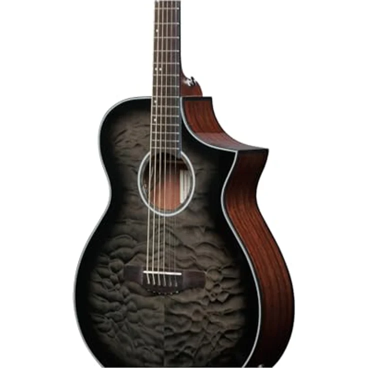 Ibanez AEWC16QA-TKH, Westerngitarre mit Cutaway, Linde Decke, Nyatoh Hals, Transparent Black Sunburst Finish – Bild 5