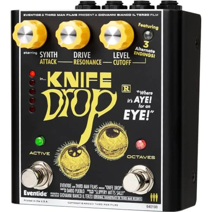 Eventide Knife Drop Fuzz, Overdrive-Pedal mit monophonem Analog-Synthesizer, einstellbarem Attack und Resonanz, Maße 10,8x10,2x4,3 cm, Gewicht 0,48 kg – Bild 3