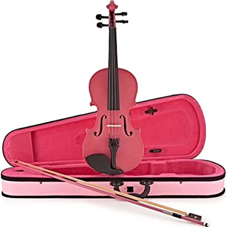 Gear4music Student 3/4 Größe Violine mit Kolophoniumbogen, rosa Etui und warmem Klang – Bild 1
