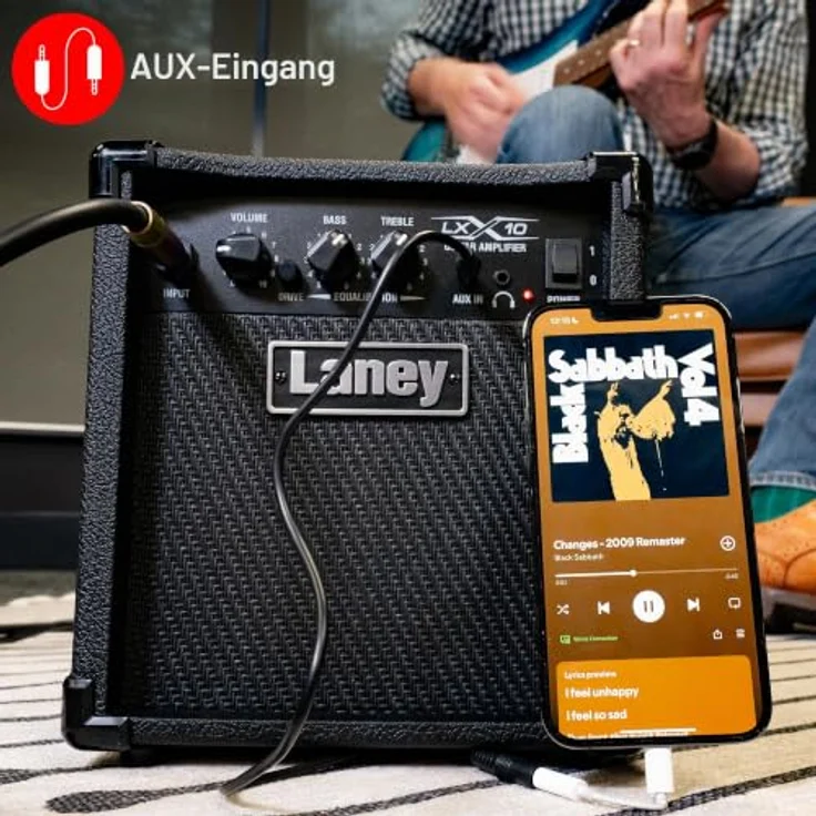 Laney LX Series LX10, 10W Gitarren-Combo-Verstärker mit 5 Zoll Woofer, schwarz und rot – Bild 3