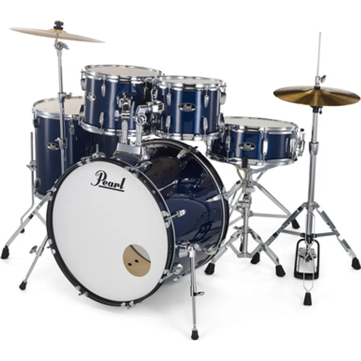 Pearl Roadshow 22" Schlagzeugset, Royal Blue Metallic, Fusion Kesselkonfiguration mit chrom Kesselhardware und doppelstrebiger Hardware