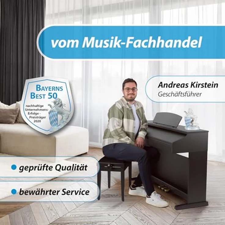 Classic Cantabile DP-50 SM E Piano, Digital Piano mit 88 Tasten und Hammermechanik, 14 Voices, 3 Pedalen, USB-Anschluss, schwarz matt – Bild 5