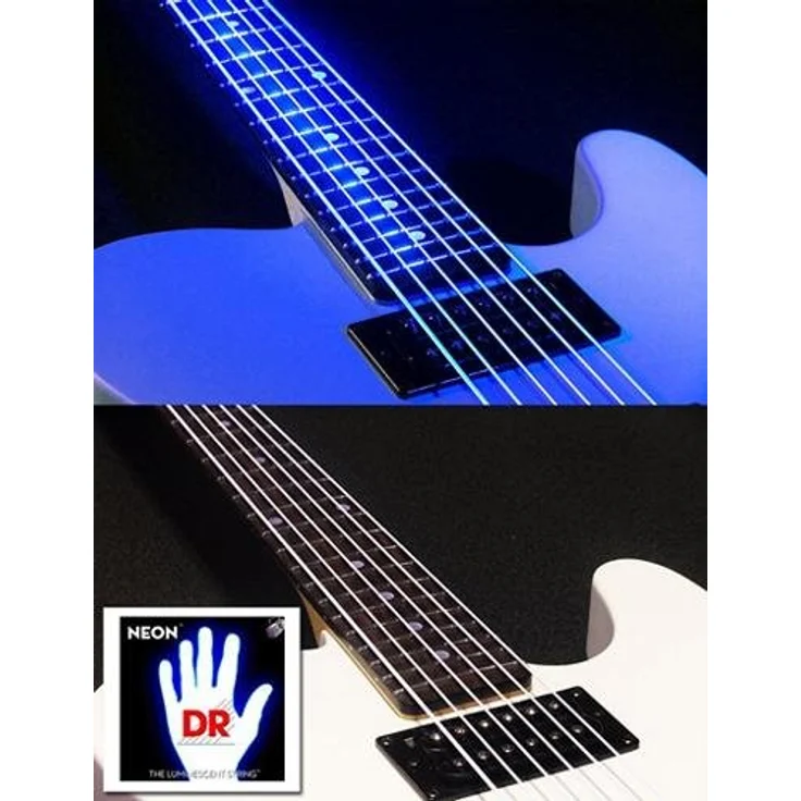 DR Strings Neon White NWE-10, Gitarrensaiten mit K3 Coating, lumineszierend, hexagonaler Kern, Roundwound, .010" - .046", weiß – Bild 4