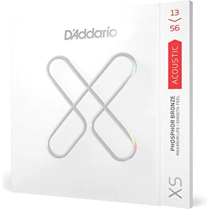 D'Addario XS Akustikgitarrensaiten, Phosphorbronze, Medium, 13-56, mit fortschrittlicher Beschichtung für langfristigen klaren Klang und 131 % bessere Stimmstabilität – Bild 1