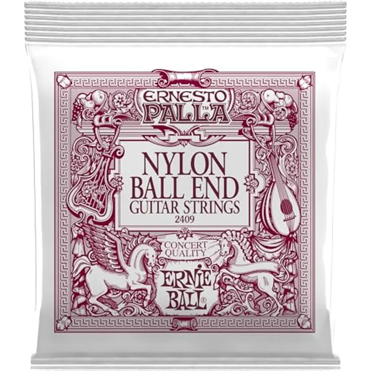 Ernie Ball 2409 Ernesto Palla, Gitarrensaiten Satz für Konzertgitarre, Gold Bass Saiten, Black Diskant, High Tension, mit Ball End