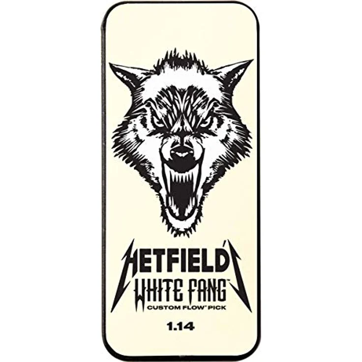 Dunlop Hetfield's White Pick 1,14 mm, Signature Plektren Set mit erweitertem Grip, in weiß, 6 Stück im Blech-Etui – Bild 2