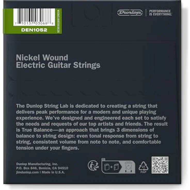 Jim Dunlop DEN1052 E-Gitarren-Saiten, Electric Nickel Performance, Light Heavy 10-13-17-30-42-52, vernickelter Stahl – Bild 2