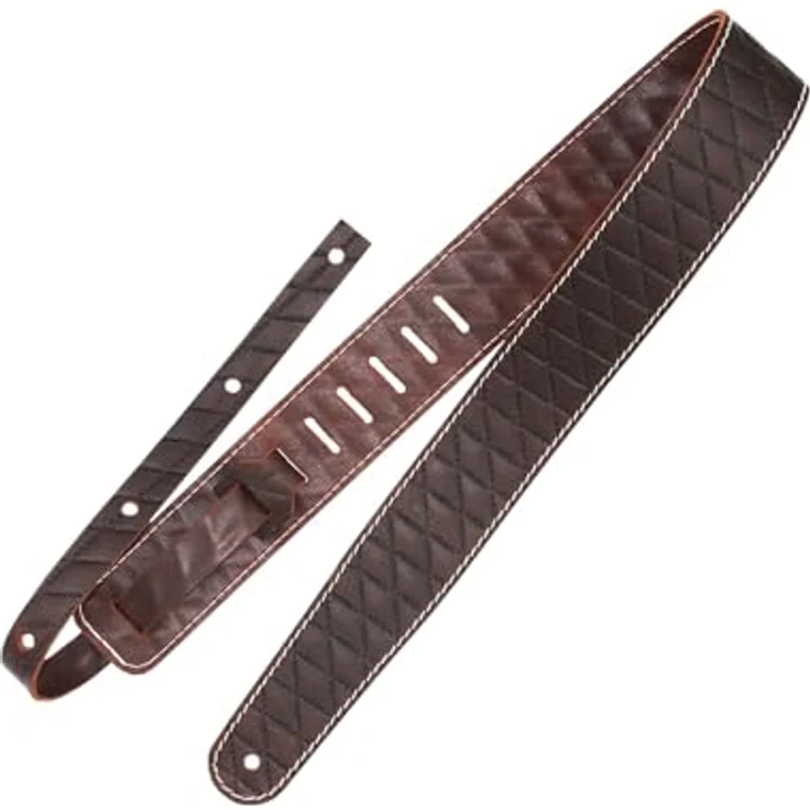 Richter Raw II Contour Sew Brown, Gitarrengurt aus Premium Rindleder, atmungsaktiv, verstellbar von 100 bis 147 cm, Farbe: Braun – Bild 2