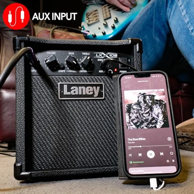 Laney LXB Series LX10B, Bass Guitar Combo Amp mit 10W Leistung und 5 Zoll Woofer, schwarz/red – Bild 3