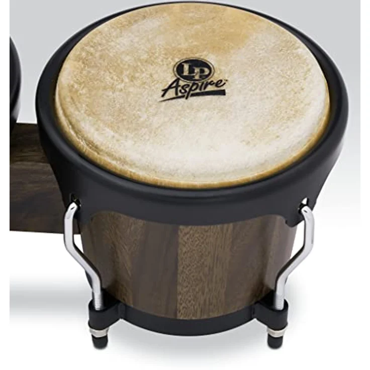 LP LPA601-SW Aspire Walnut Bongos, Siamesisches Walnußholz, 6 3/4" und 8", Naturfelle, matt schwarze Hardware – Bild 5