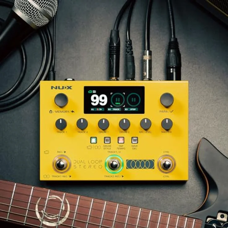 Nux Dual Loop Stereo, Looper Pedal mit 90 Minuten Stereo-Aufnahmezeit, Drum Machine und MIDI In/Out – Bild 6