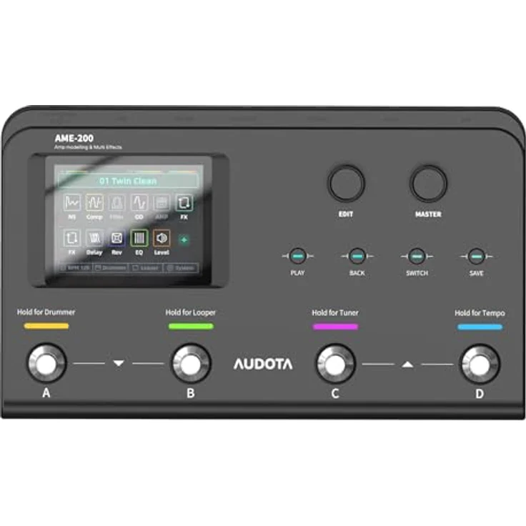 Audota AME-200 Amp Modeler, Gitarren-Multieffekte mit 221 Effektmodellen, 98 Amp-Simulationen, 200 Presets, 3,5-Zoll Farbdisplay, USB-C Interface – Bild 1