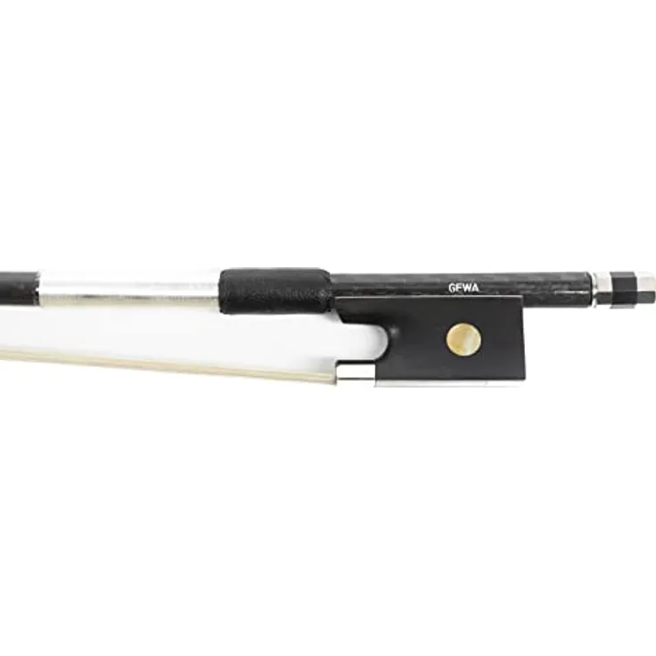 Gewa Advanced Carbon Violin Bow 4/4, runde Carbon-Optik, hoher Stabilität, Naturhaarbezug, Ebenholzfrosch mit Perlmuttauge, Neusilberbewicklung