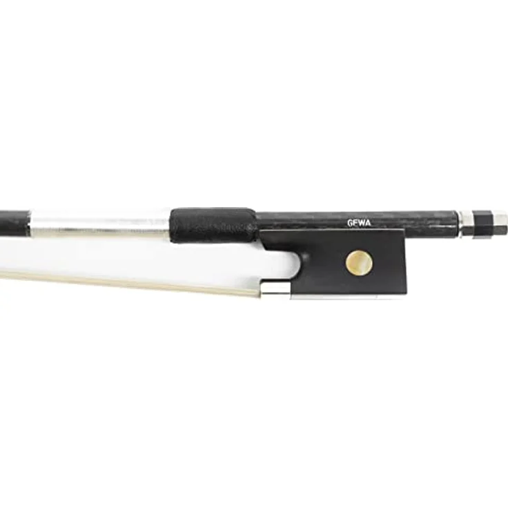 Gewa Advanced Carbon Violin Bow 4/4, runde Carbon-Optik, hoher Stabilität, Naturhaarbezug, Ebenholzfrosch mit Perlmuttauge, Neusilberbewicklung – Bild 1