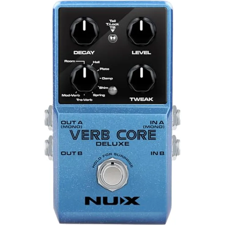 Nux Verb Core Deluxe, Effektpedal mit 8 Reverb-Sounds, Freeze-Funktion und Stereo-Ausgang