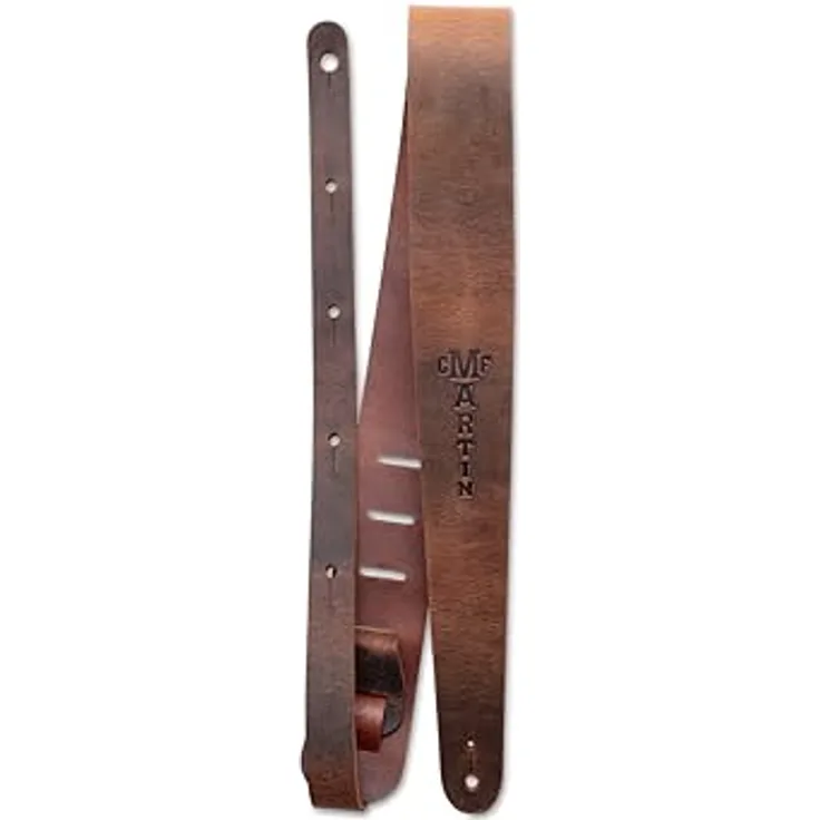 Martin Guitar Brown Vintage Strap, Western Gitarrengurt aus gealtertem Leder, verstellbar von 97 cm bis 137 cm, braun
