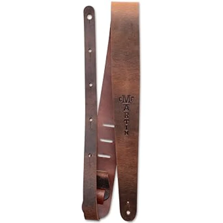 Martin Guitar Brown Vintage Strap, Western Gitarrengurt aus gealtertem Leder, verstellbar von 97 cm bis 137 cm, braun – Bild 1