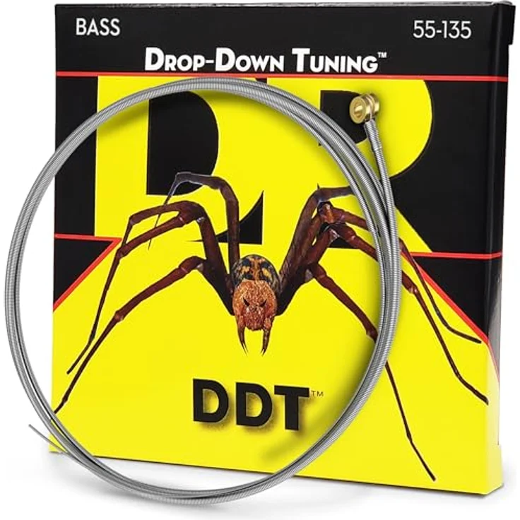 DR Strings Drop-Down Tuning DDT5-55, Basssaiten Satz mit 5 Saiten, Stärke 055-135, Edelstahl, Long Scale, Roundwound, hexagonaler Kern, Made in USA – Bild 1