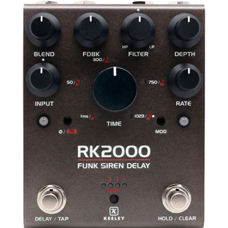 Keeley RK2000 Funk Siren Delay, 12-Bit Digital Delay Pedal mit MIDI-Integration und Freeze-Hold Effekt