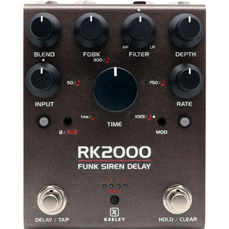 Keeley RK2000 Funk Siren Delay, 12-Bit Digital Delay Pedal mit MIDI-Integration und Freeze-Hold Effekt