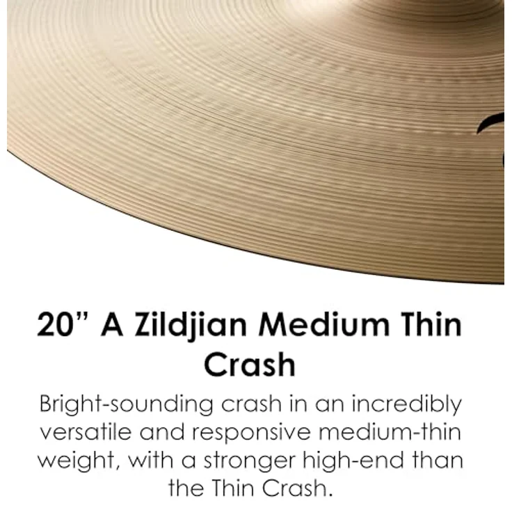 Zildjian 20" A-Series Medium Thin Crash, B20 Legierung, dünnes Crash-Becken für schnelle Ansprache – Bild 3