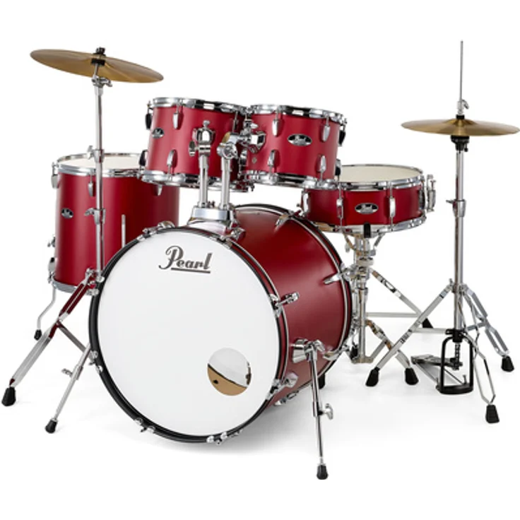 Pearl Roadshow 22" Set, Schlagzeugset in Matte Red mit 9-lagigem Pappel-Kessel, inklusive Hi-Hat und Crash