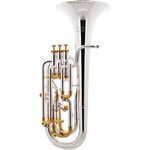 Thomann BR 801GP+ Superior Bb-Baritonhorn mit Hauptstimmzugtrigger, 4 Perinetventilen, versilbert mit Gold Trim Kit, inkl. Mundstück und Formetui