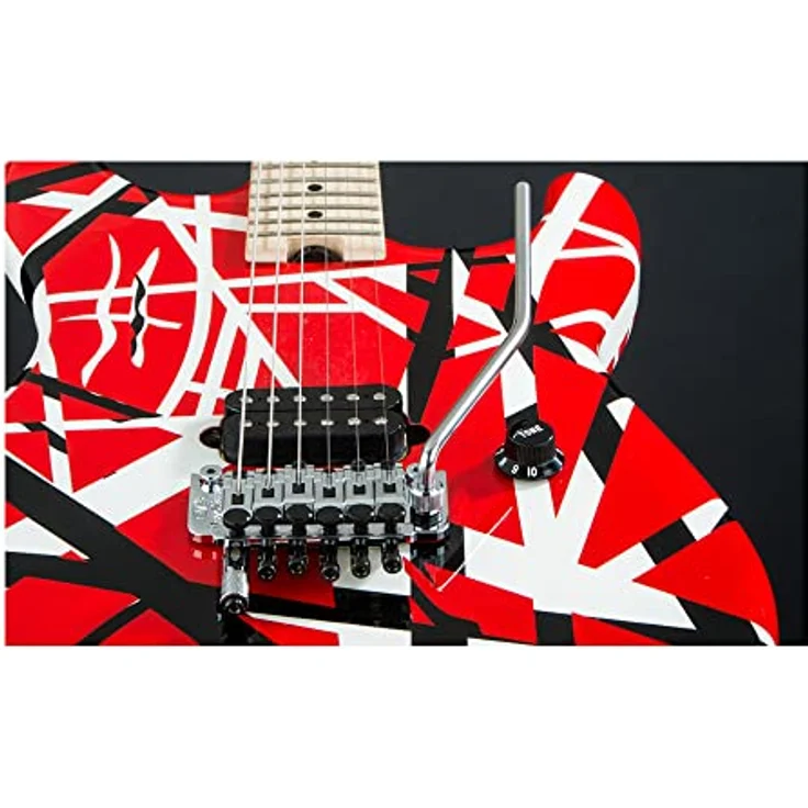 Evh Stripe Red, E-Gitarre mit Linde Korpus, Ahorn Hals, 22 Jumbo Bünden, Floyd Rose Tremolo, Rot mit schwarzen und weißen Streifen – Bild 6