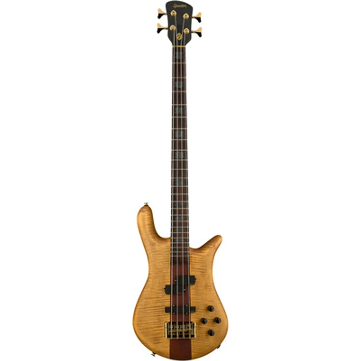 Spector Euro Rex Brown 4 Desert Gold, 4-Saiter E-Bass mit Flamed Maple Decke und EMG PJ-X Tonabnehmer