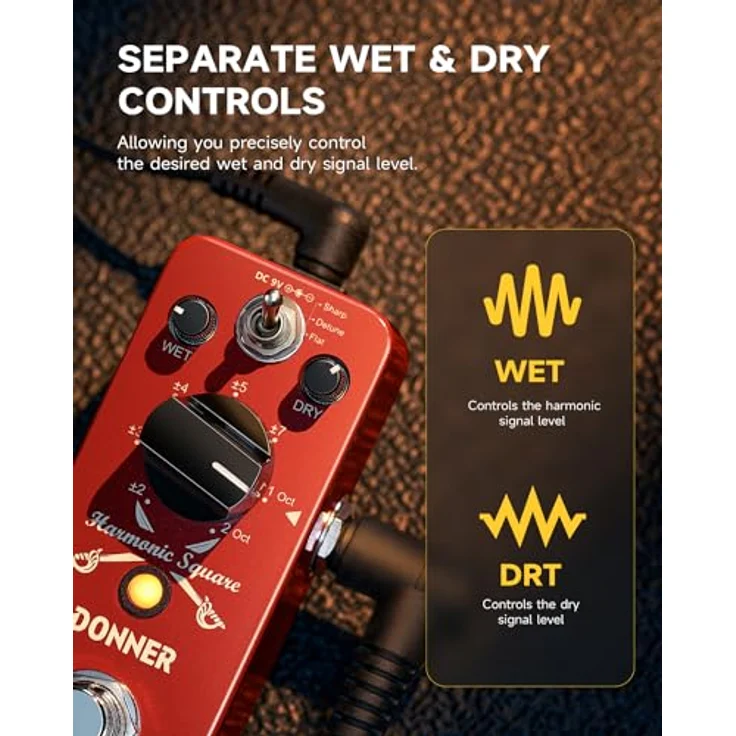 Donner Harmonic Square Gitarren-Multieffekte Pedal mit 7 Modi, digitalem Stromkreis, True Bypass und Aluminium-Legierung – Bild 4