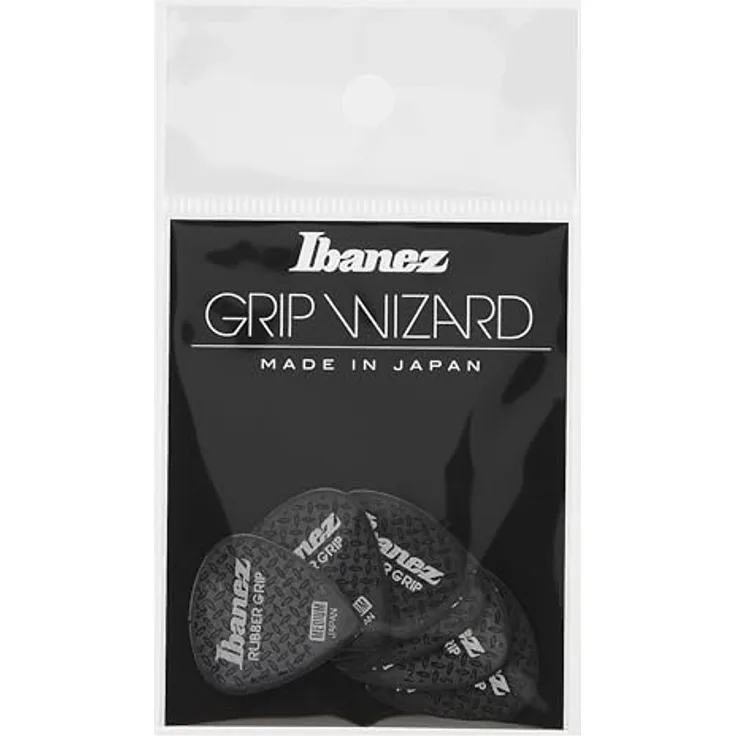 Ibanez PPA16MRG-BK Pick Set, Plektren Set mit 6 Stück, 0,80 mm Stärke, Short Teardrop Form, schwarze Farbe, Grip Wizard Serie, made in Japan
