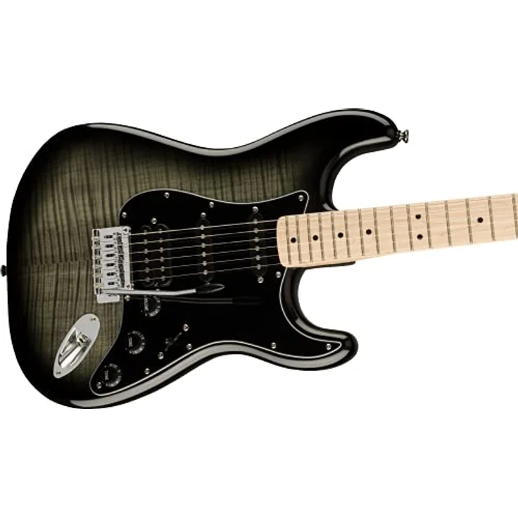 Squier Affinity Strat FM HSSBB, E-Gitarre mit geflammter Ahorn-Decke, 1 Humbucker und 2 Single Coils, Black Burst – Bild 6