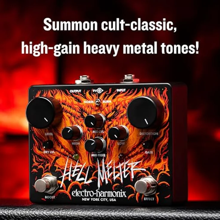 Electro Harmonix Hell Melter Distortion, Overdrive-Pedal für E-Gitarre mit umfassenden Regelmöglichkeiten und Boost-Funktion, made in USA – Bild 6