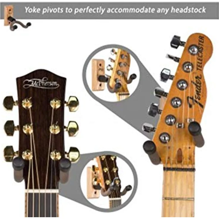 String Swing CC01K Guitar Wall Hanger, Gitarrenwandhalter aus Kirschholz für Bass-, Elektro- und Akustikgitarren, tiefes Bügeldesign, Made in USA – Bild 2