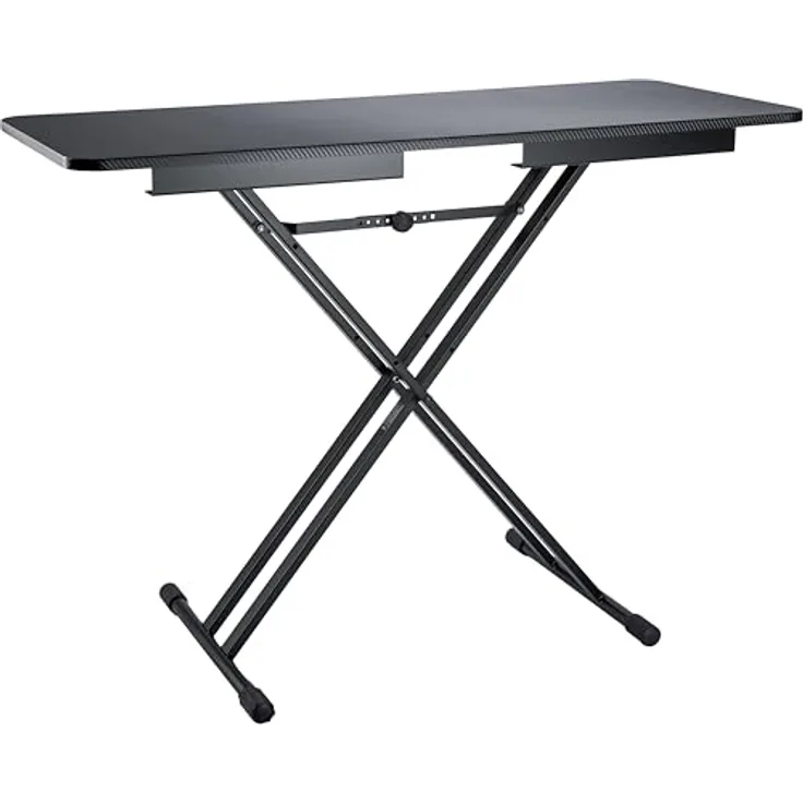 K&M 18900 Stand with tabletop, Keyboard-Ständer mit Carbon-Optik Ablageplatte, 435-920 mm höhenverstellbar, schwarz