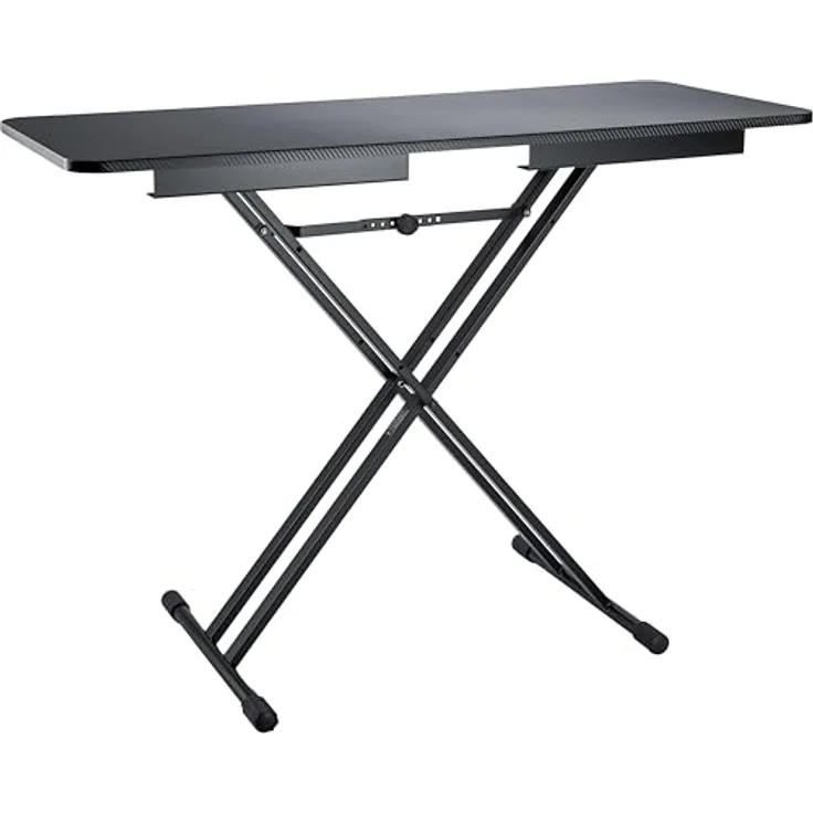 K&M 18900 Stand with tabletop, Keyboard-Ständer mit Carbon-Optik Ablageplatte, 435-920 mm höhenverstellbar, schwarz – Bild 1