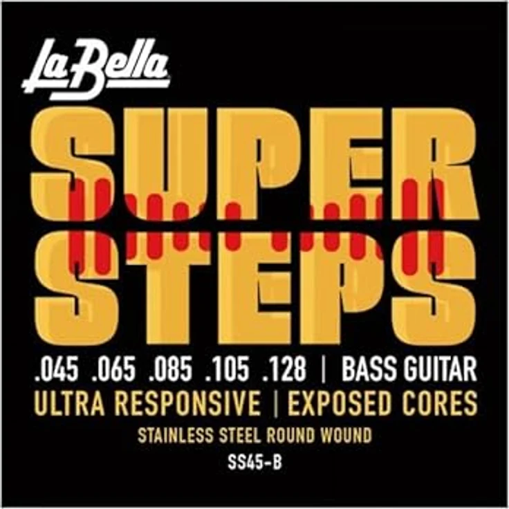 La Bella SS40 Super-Steps-Serie, Saitensatz für Bassgitarre Extra Light 45/128, rostfreier Stahl, Made in USA – Bild 2