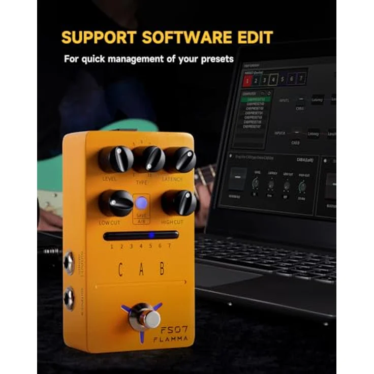 Flamma FS07 Cab IR Loader, Gitarren-Effektgerät mit Stereoausgängen und Latenzregler für zwei individuelle IRs – Bild 4