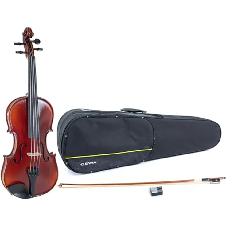Gewa Ideale Violin Set 4/4 SC MB, vollmassive Violine aus europäischen Tonhölzern mit Ebenholzgriffbrett und Larsen Aurora Besaitung