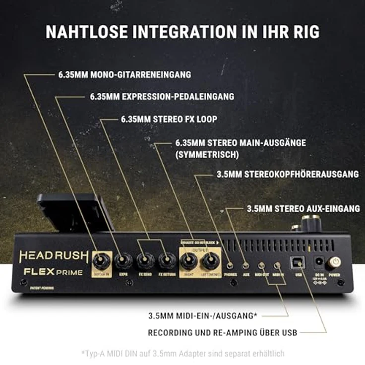 HeadRush Flex Prime, Gitarre und Bass Multi-Effekt Pedal mit 4" Touchscreen, Looper, WLAN, Bluetooth und USB Audio Interface – Bild 5