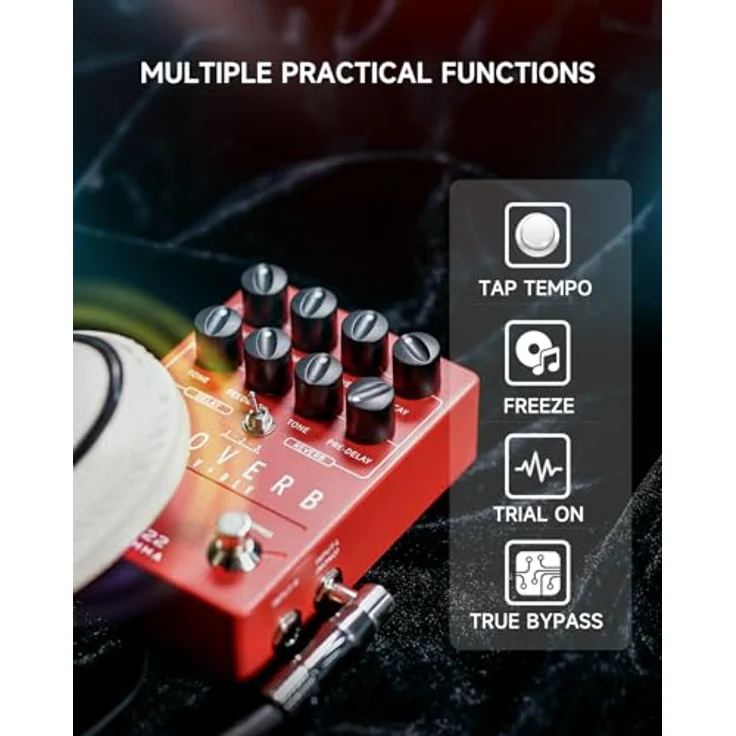 Flamma FS22 Delay & Reverb, Stereo-Delay- & Reverb-Pedal mit Tap-Tempo und Freeze-Funktion – Bild 4