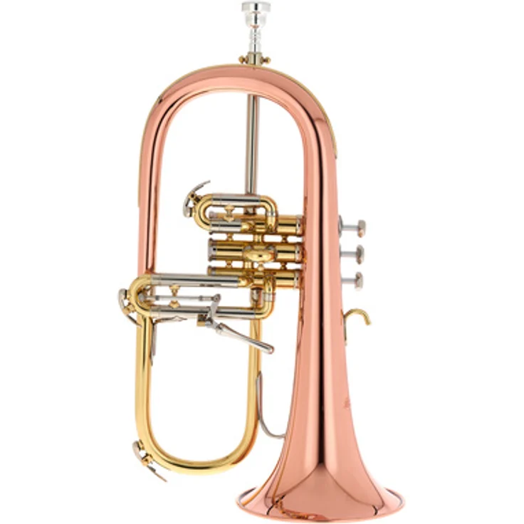 Schilke 1041 FLC Bb- Flugelhorn, 3 Ventile mit S-Bohrung 10.31mm, Kupfer Schallbecher 149.23mm, klar lackiert, inkl. 2 Mundrohre und Koffer