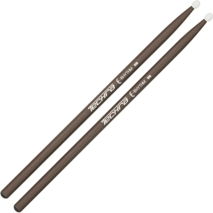Techra E-Rhythm 5b Sticks, Leise Drumsticks mit Gummikopf für elektronische und akustische Schlagzeuge, 405mm Länge, 14,9mm Durchmesser – Bild 1