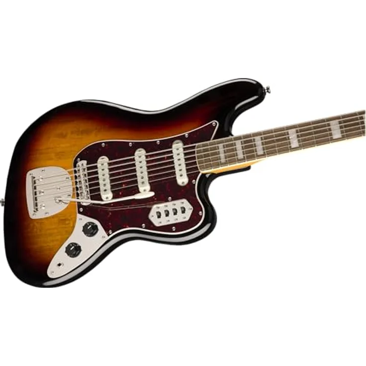 Squier Classic Vibe Bass VI LRL 3TS, 6-saitiger E-Bass mit Pappel-Korpus, Ahorn-Hals, Indischem Lorbeer-Griffbrett, 3-Color Sunburst – Bild 5
