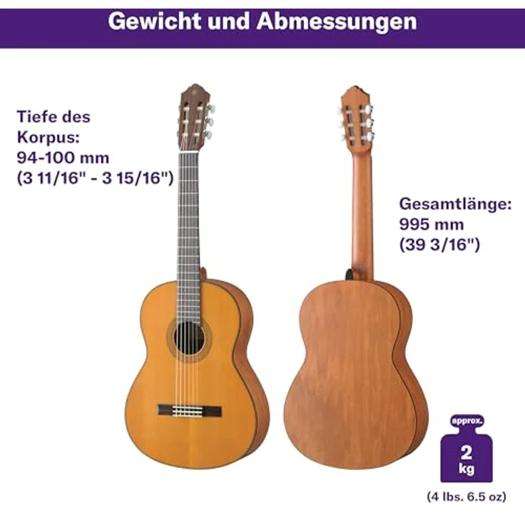 Yamaha CG122MC Konzertgitarre, massive Zederndecke, Nato Boden und Zargen, Palisander Griffbrett, natur matt – Bild 3