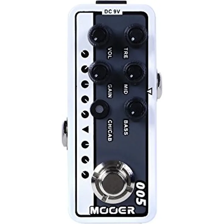 MOOER Micro PreAmp005, Gitarre Mikrovorverstärker Pedal, EVH 5150 Nachbildung, 3-Band-EQ, Lautsprechersimulation, Fußschalterbetrieb