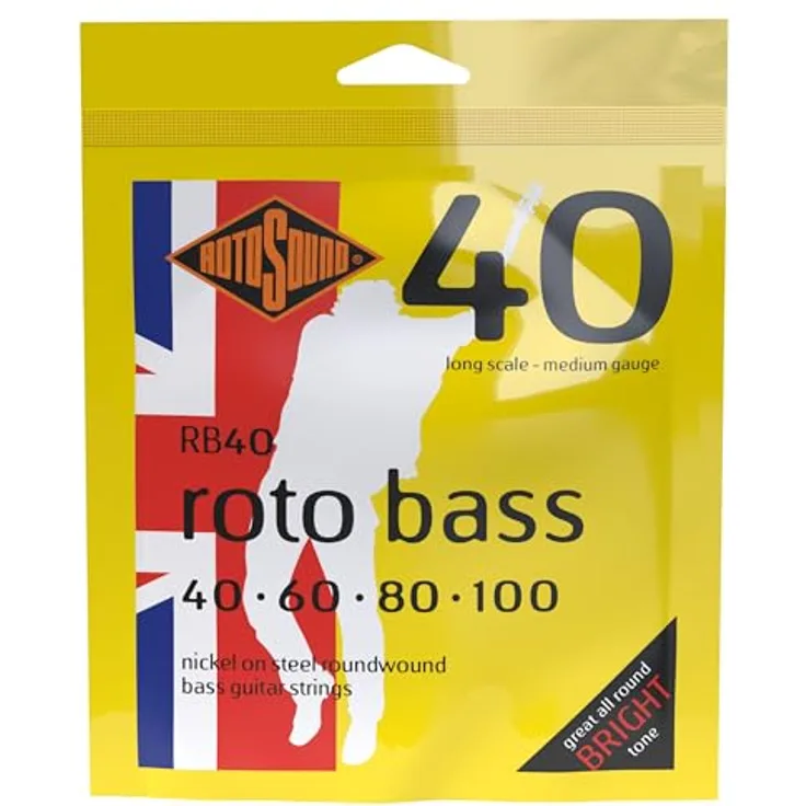 Rotosound Roto Bass Nickelsaiten für E-Bass, Runddraht, Stärke Medium 40-100, made in UK